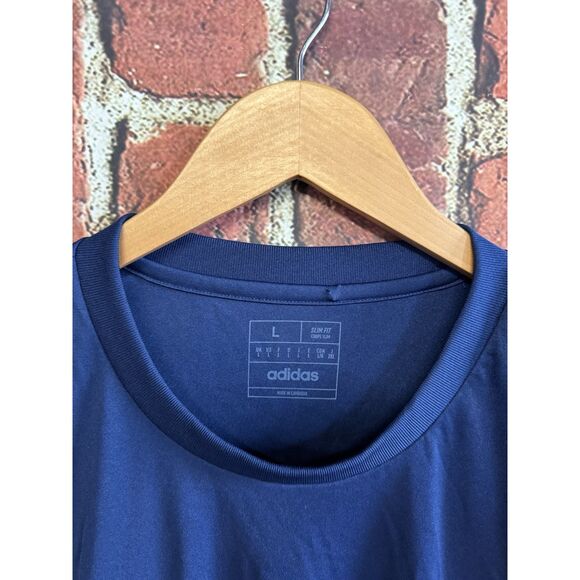 Adidas Womens Blue Athletic Short Sleeve Shirt Slim Fit Size Large - Picture 3 of 3